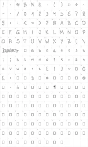 Mapa de caracteres da fonte Outlines