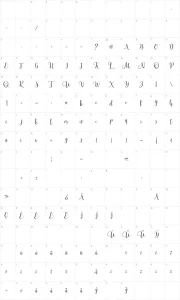 Mapa de caracteres da fonte Panda Tired Scirpt