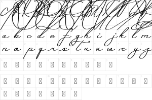 Mapa de caracteres da fonte Paradisy Font | 1001 Free Fonts