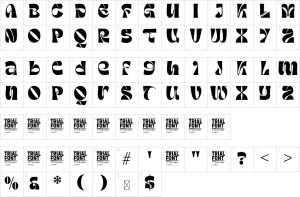 Mapa de caracteres da fonte Paranoid Starting Font | 1001 Free Fonts