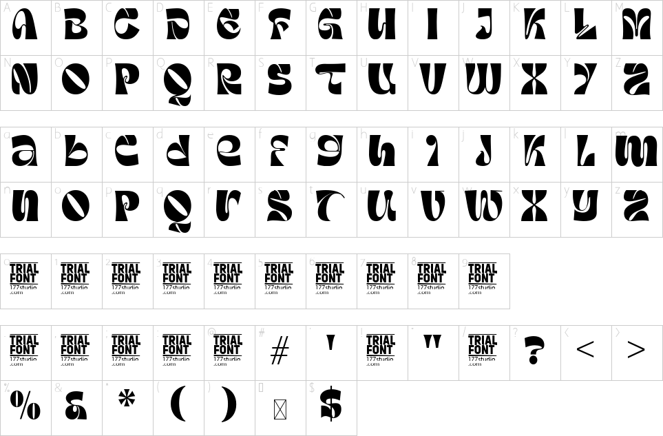 Mapa de caracteres da fonte Paranoid Starting Font | 1001 Free Fonts
