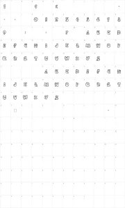 Mapa de caracteres da fonte Party by Tom