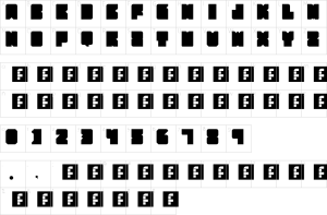 Mapa de caracteres da fonte Party Hard Font | 1001 Free Fonts