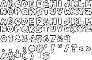 Mapa de caracteres da fonte Patchwork Stitchlings Font | 1001 Free Fonts