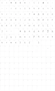 Mapa de caracteres da fonte Patient Paige