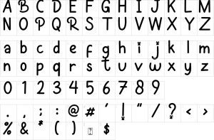 Mapa de caracteres da fonte Pattia Font | 1001 Free Fonts