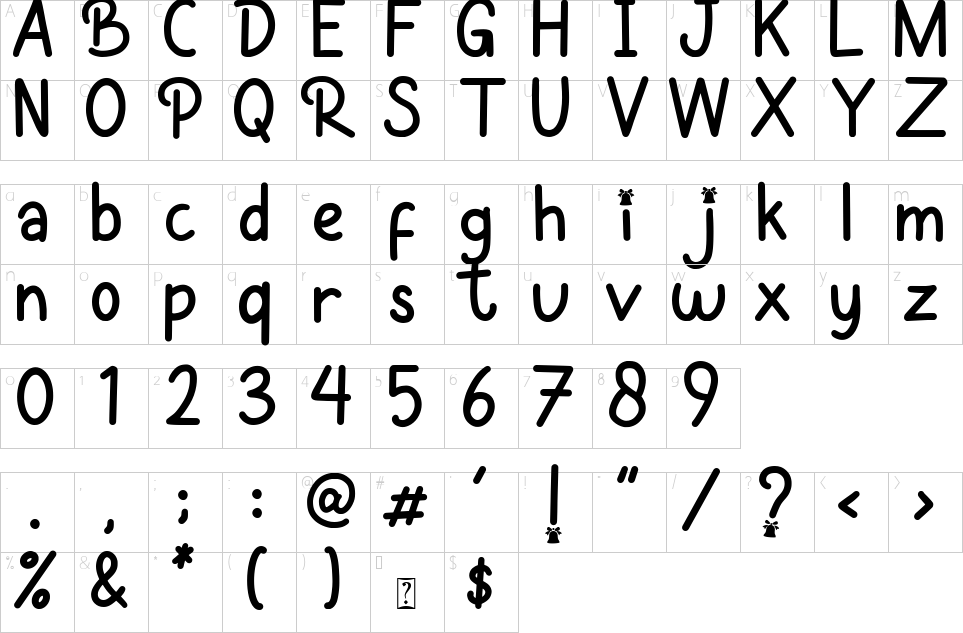 Mapa de caracteres da fonte Pattia Font | 1001 Free Fonts