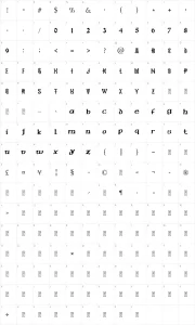 Mapa de caracteres da fonte Pauls Celtic Font 1