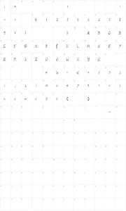Mapa de caracteres da fonte PC-GothicScroll