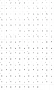 Mapa de caracteres da fonte PC Snowballs