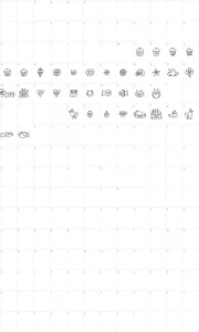 Mapa de caracteres da fonte Pea Jelene's Doodles