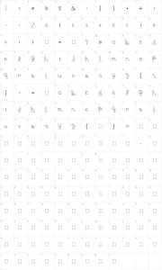 Mapa de caracteres da fonte Peach Sundress