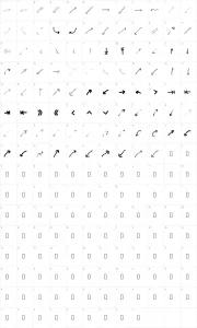 Mapa de caracteres da fonte Peax Webdesign arrows