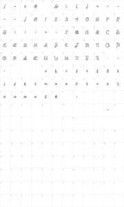 Mapa de caracteres da fonte Pee Pants Script