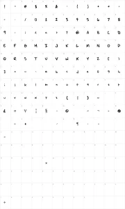 Mapa de caracteres da fonte Pen of Truth