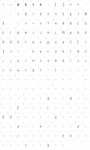 Mapa de caracteres da fonte Pencil Grid
