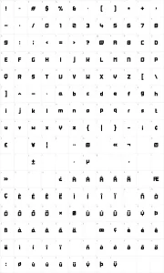 Mapa de caracteres da fonte Peppermint