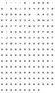 Mapa de caracteres da fonte Perfect Dark