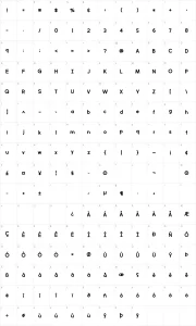 Mapa de caracteres da fonte Perfectly Amicable