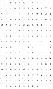 Mapa de caracteres da fonte Petal Glyph