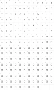 Mapa de caracteres da fonte Pharaoh Glyph
