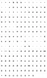 Mapa de caracteres da fonte Phaser Bank
