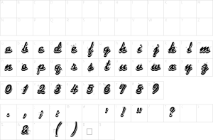 Mapa de caracteres da fonte Phonograff Font | 1001 Free Fonts