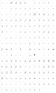 Mapa de caracteres da fonte PhontPhreak's Handwriting