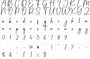 Mapa de caracteres da fonte Photography Font | 1001 Free Fonts
