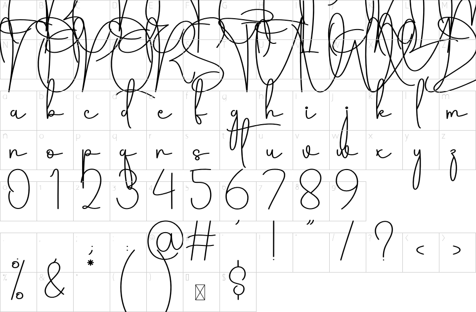 Mapa de caracteres da fonte Photography Font | 1001 Free Fonts