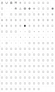 Mapa de caracteres da fonte Pi Rho Runestones