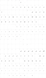 Mapa de caracteres da fonte Pictorial Signature