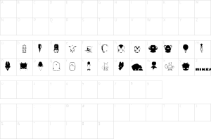 Mapa de caracteres da fonte Pictoserie 1 Font | 1001 Free Fonts