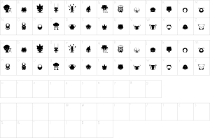 Mapa de caracteres da fonte Pictoserie 5 Font | 1001 Free Fonts