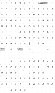 Mapa de caracteres da fonte Pink Bazooka