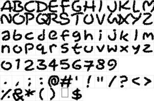 Mapa de caracteres da fonte Pipe Cleaners Font | 1001 Free Fonts