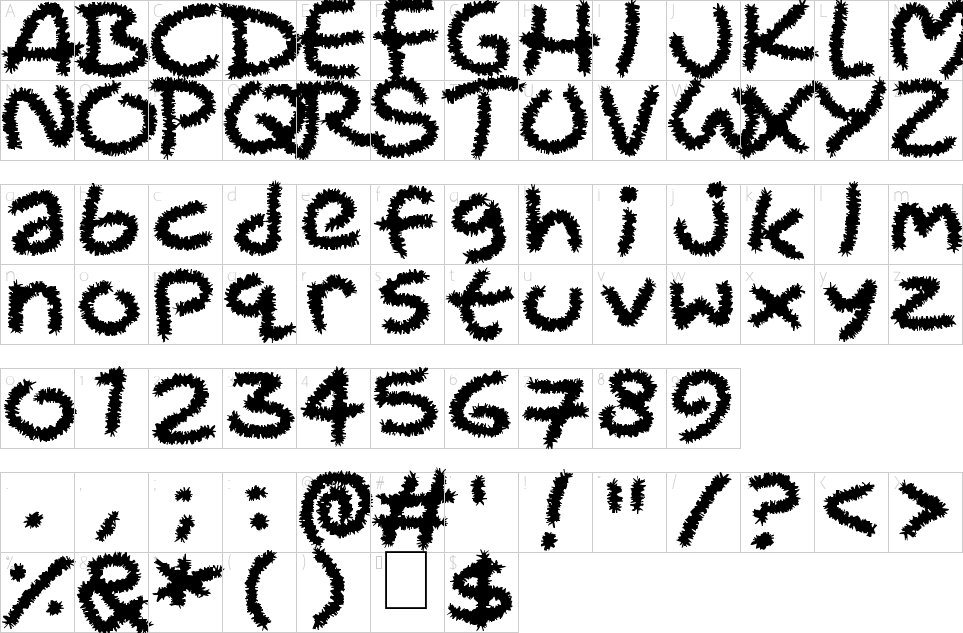 Mapa de caracteres da fonte Pipe Cleaners Font | 1001 Free Fonts