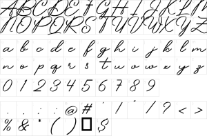 Mapa de caracteres da fonte Pitaloka Font | 1001 Free Fonts
