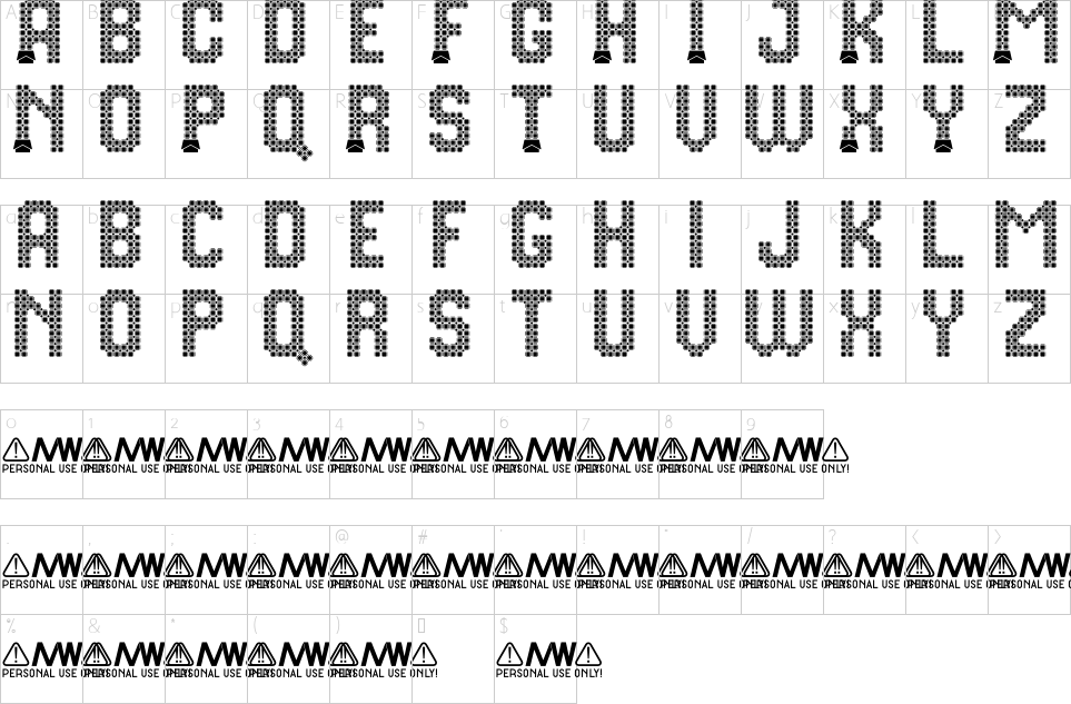 Mapa de caracteres da fonte Pixel Chocolate Font | 1001 Free Fonts