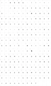 Mapa de caracteres da fonte Pixel UniCode