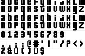 Mapa de caracteres da fonte Pixeldown Font | 1001 Free Fonts