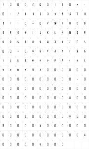 Mapa de caracteres da fonte Pixochrome