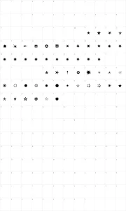 Mapa de caracteres da fonte PizzaDude Stars