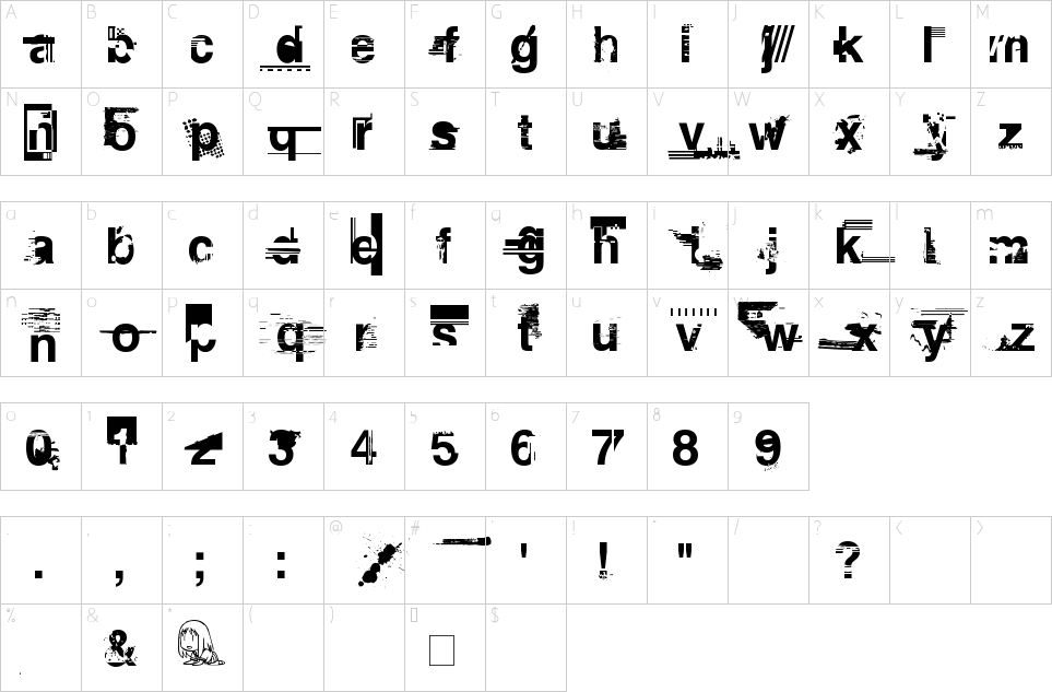 Mapa de caracteres da fonte Planned Obsolescence Font | 1001 Free Fonts