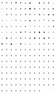 Mapa de caracteres da fonte Plants