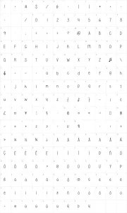 Mapa de caracteres da fonte Please write me a song