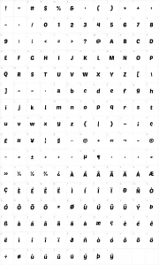 Mapa de caracteres da fonte Poetsen One