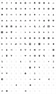 Mapa de caracteres da fonte Pointers