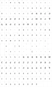 Mapa de caracteres da fonte Poppl Fraktur CAT
