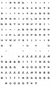 Mapa de caracteres da fonte Porter Sans Block